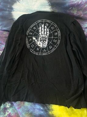 Black Zodiac astrology Palm cardigan